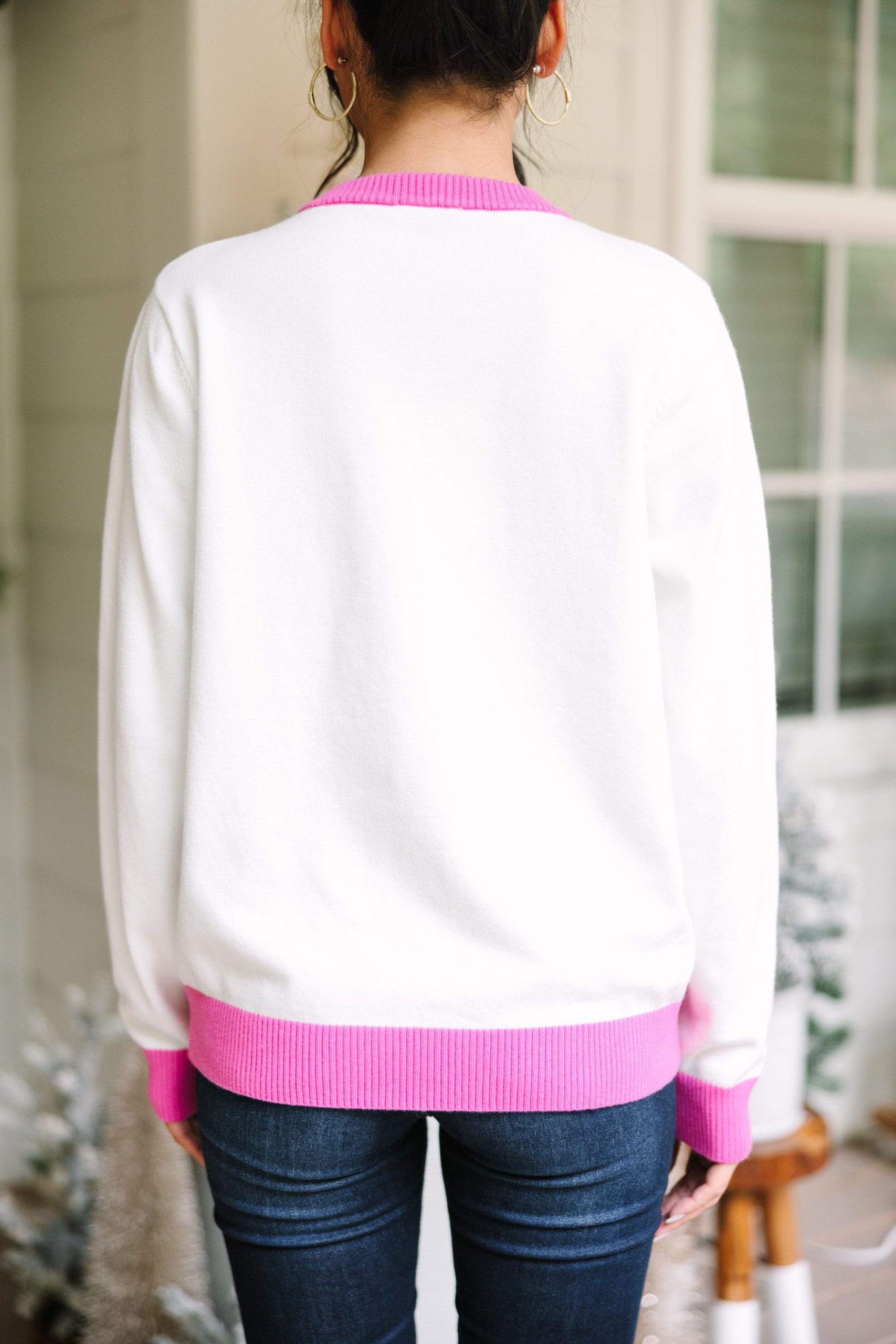 Falalalalala White Candy Cane Sleeve Sweater - Image 5