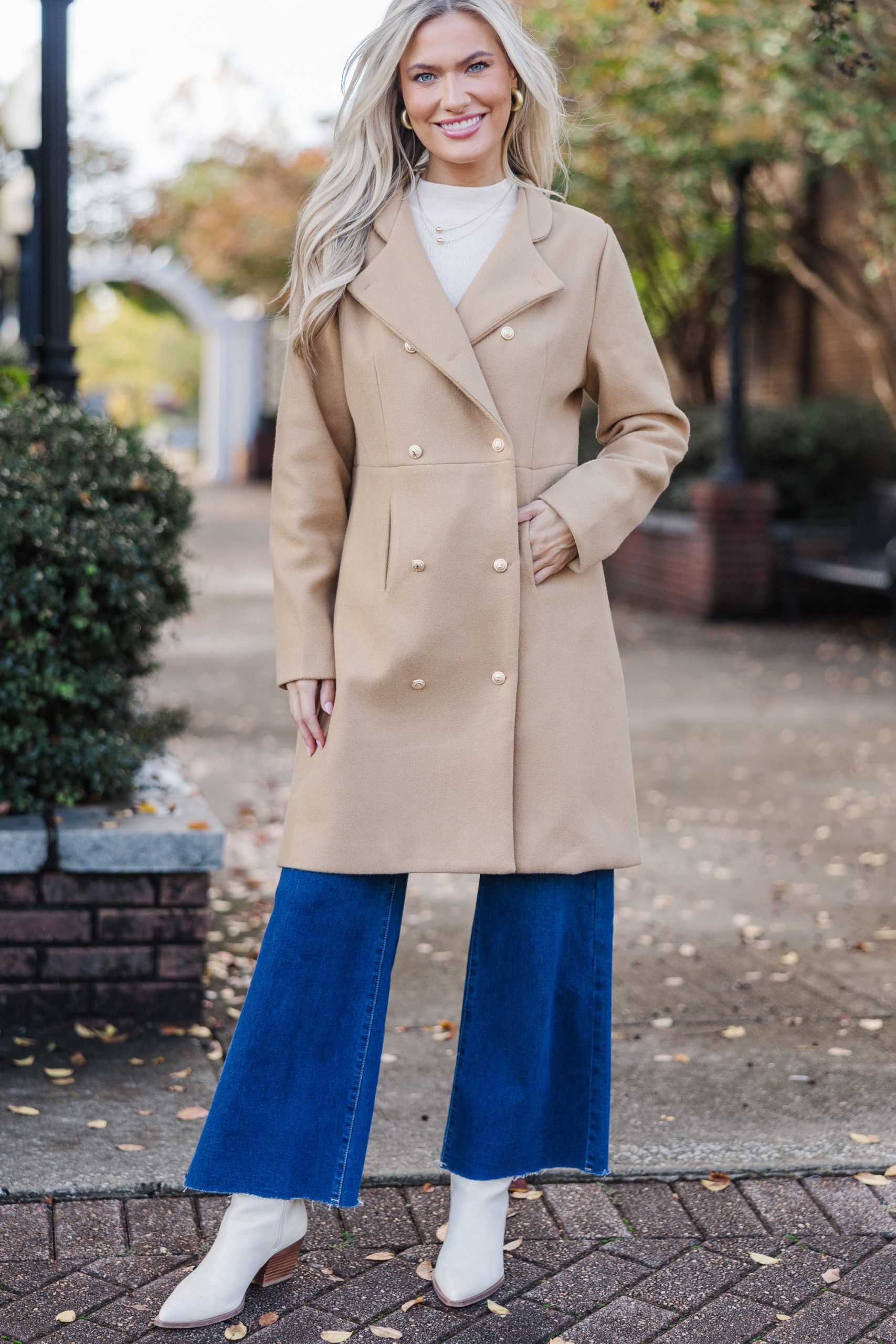 City Streets Camel Brown Coat - Image 2