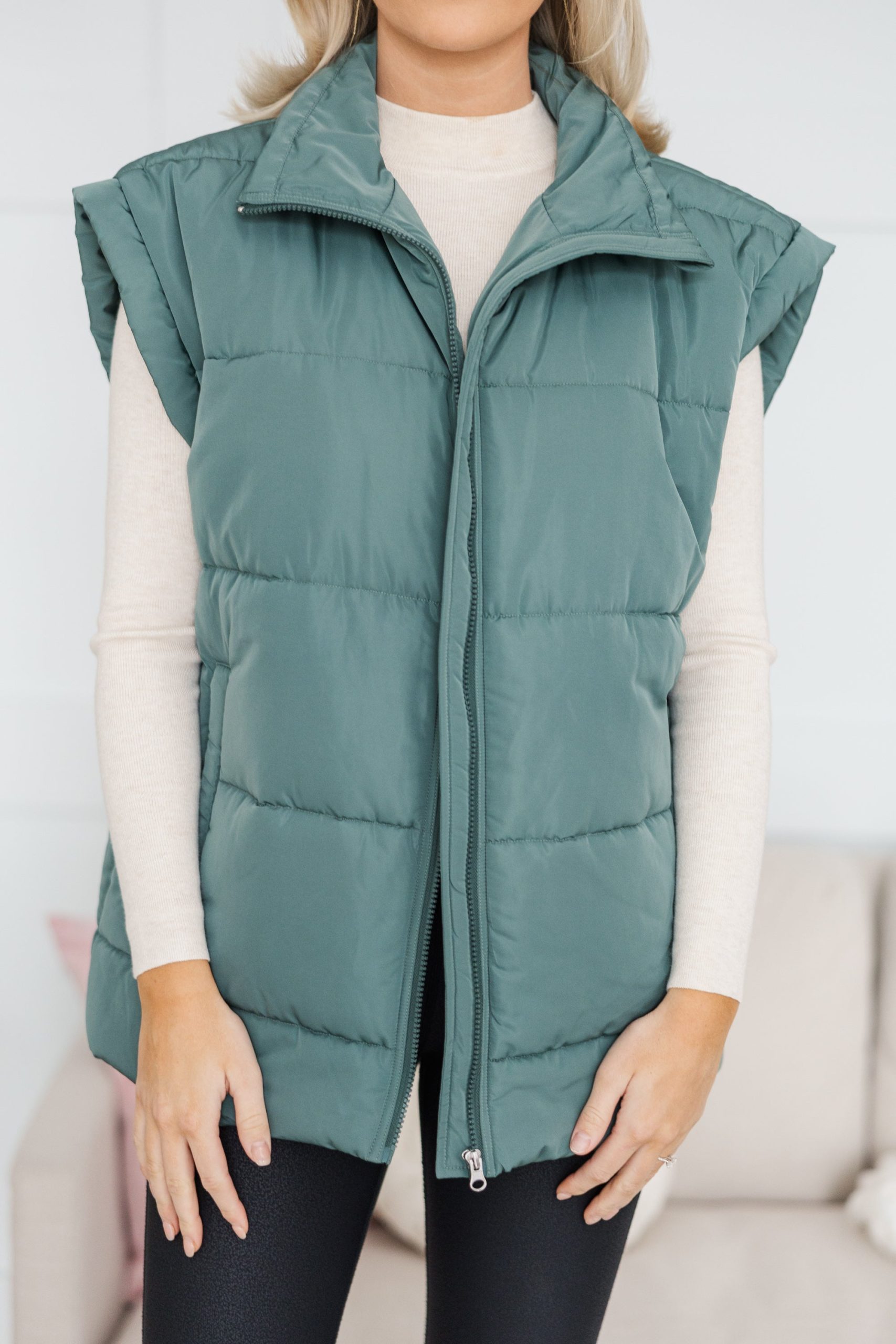 Make You Happy Army Green Quilted Vest - Image 5