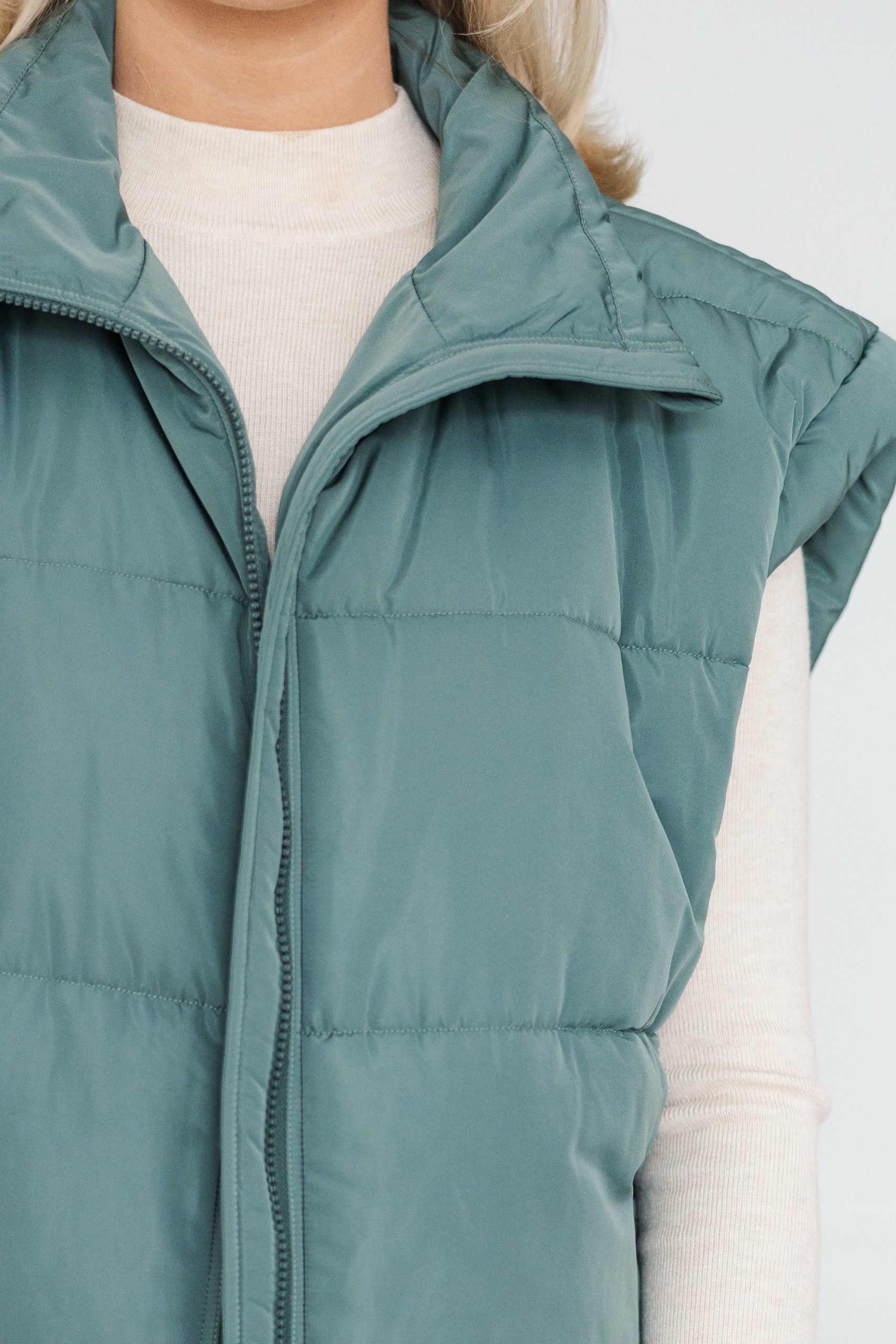 Make You Happy Army Green Quilted Vest - Image 3