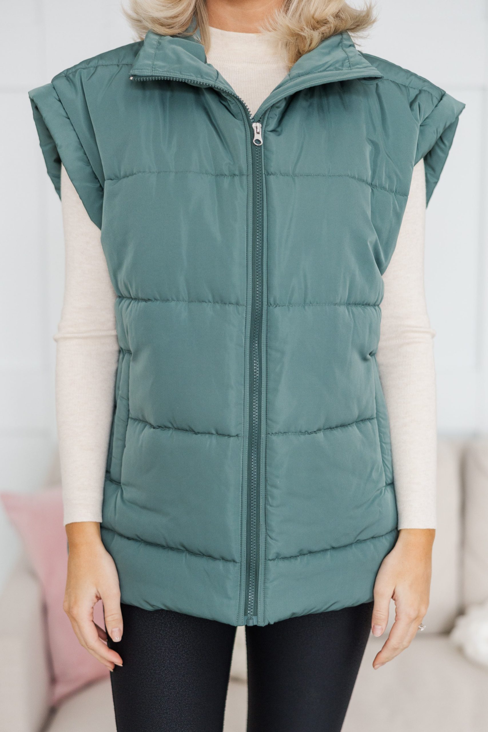 Make You Happy Army Green Quilted Vest - Image 4