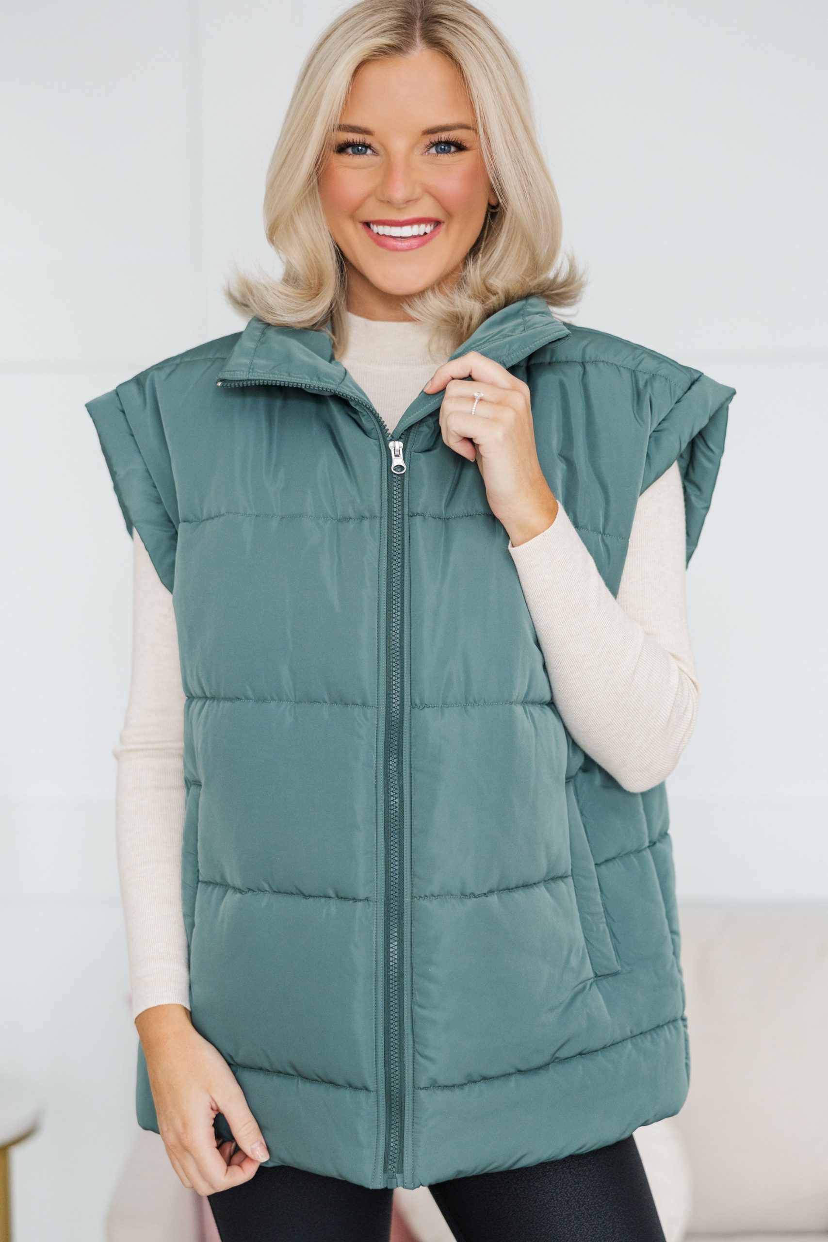 Make You Happy Army Green Quilted Vest