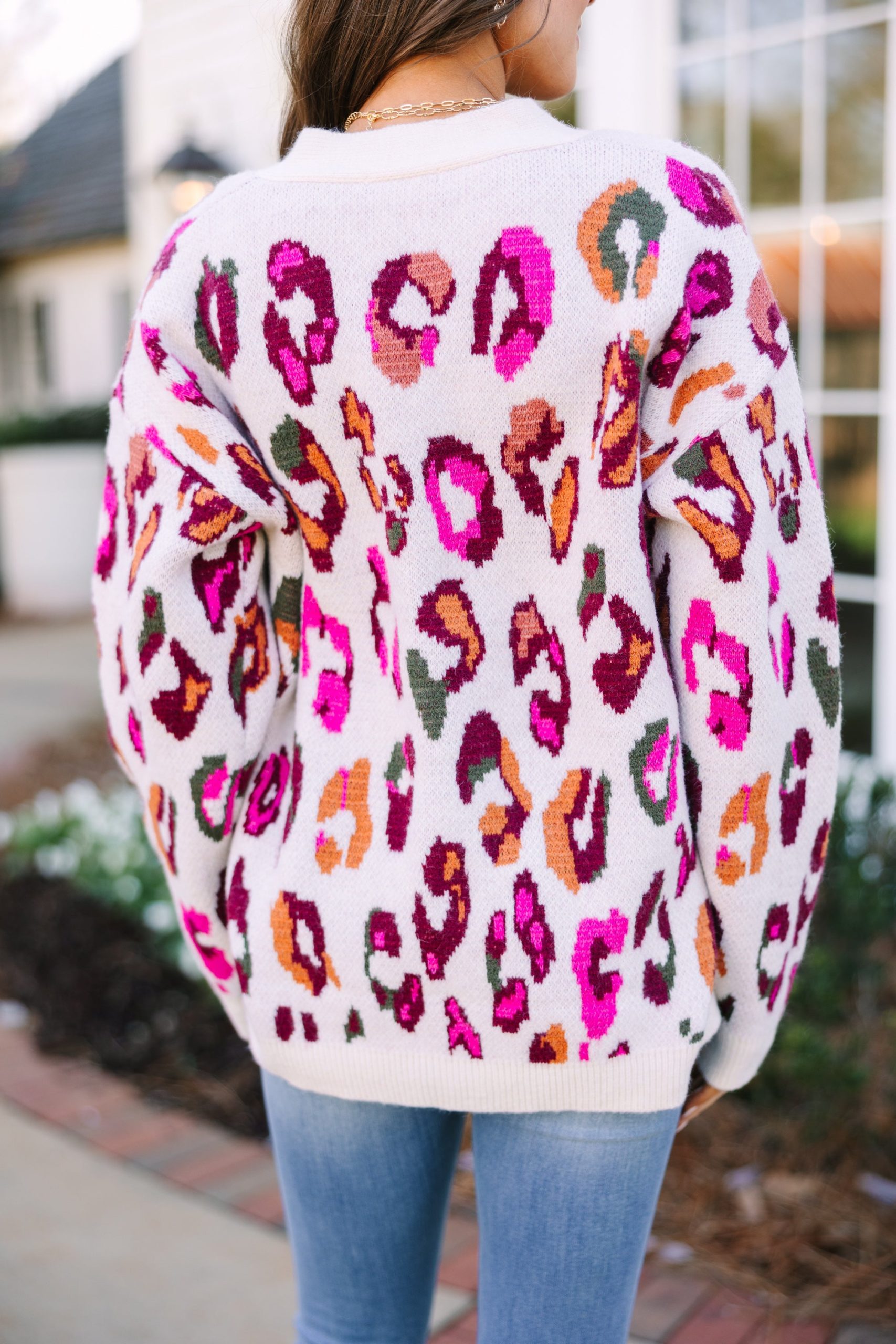 Who You Are Cream White Leopard Cardigan - Image 4