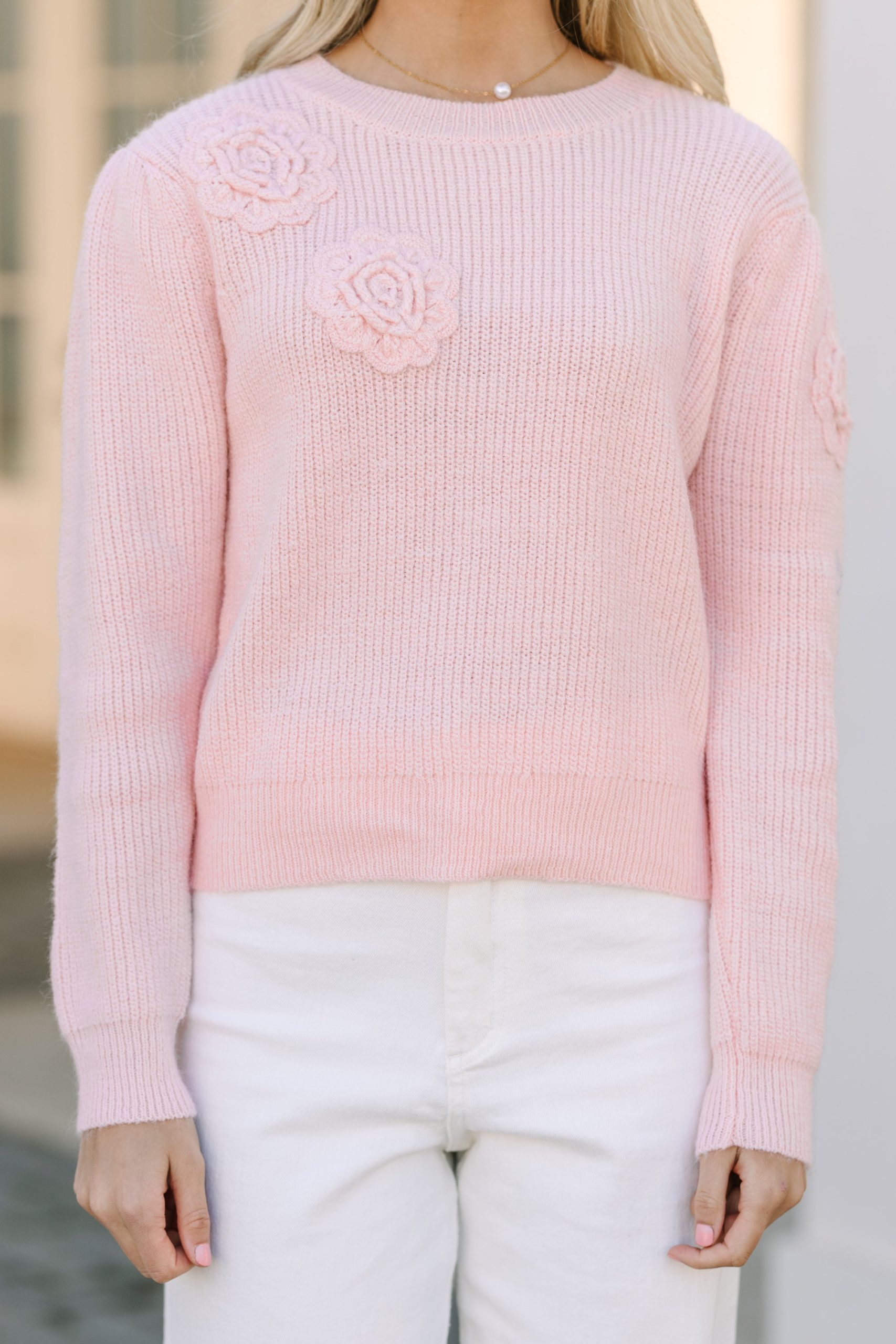 Happy Travels Pink Rose Embellished Sweater - Image 5