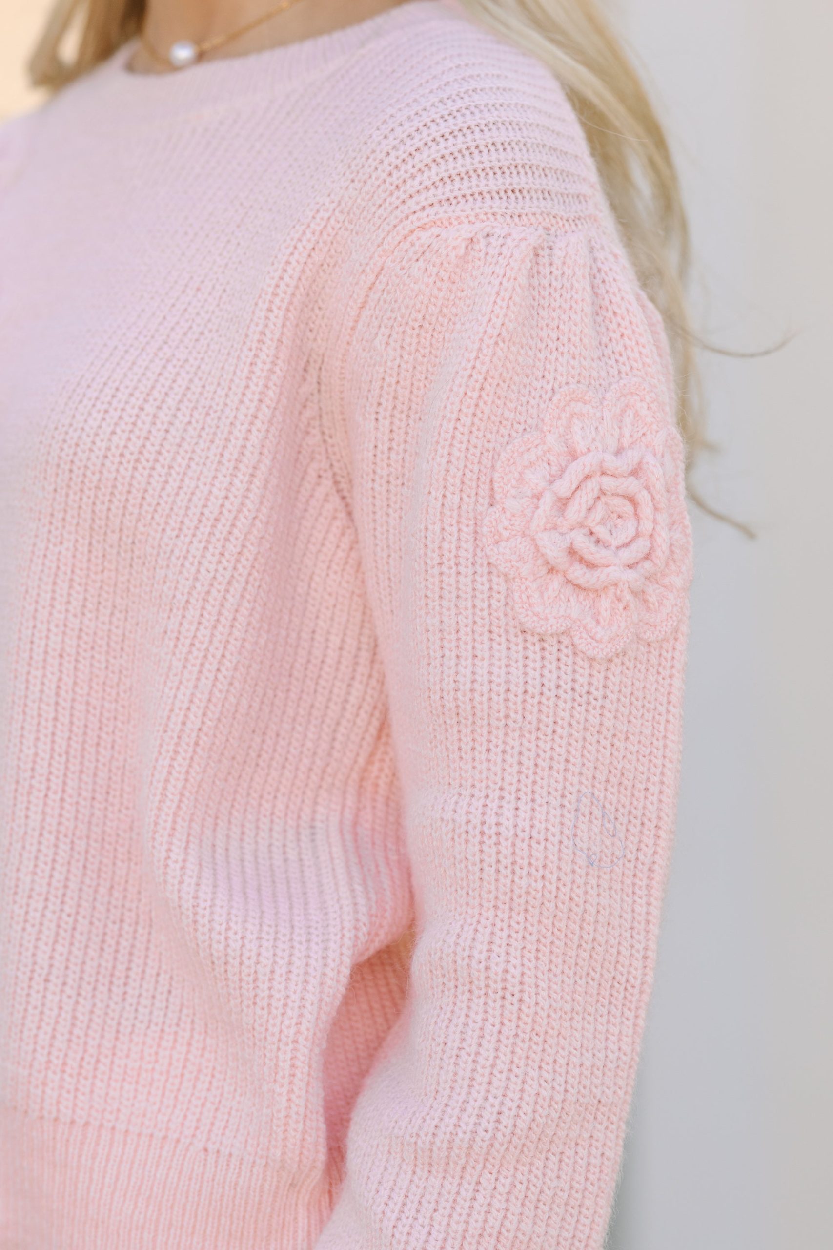 Happy Travels Pink Rose Embellished Sweater - Image 3