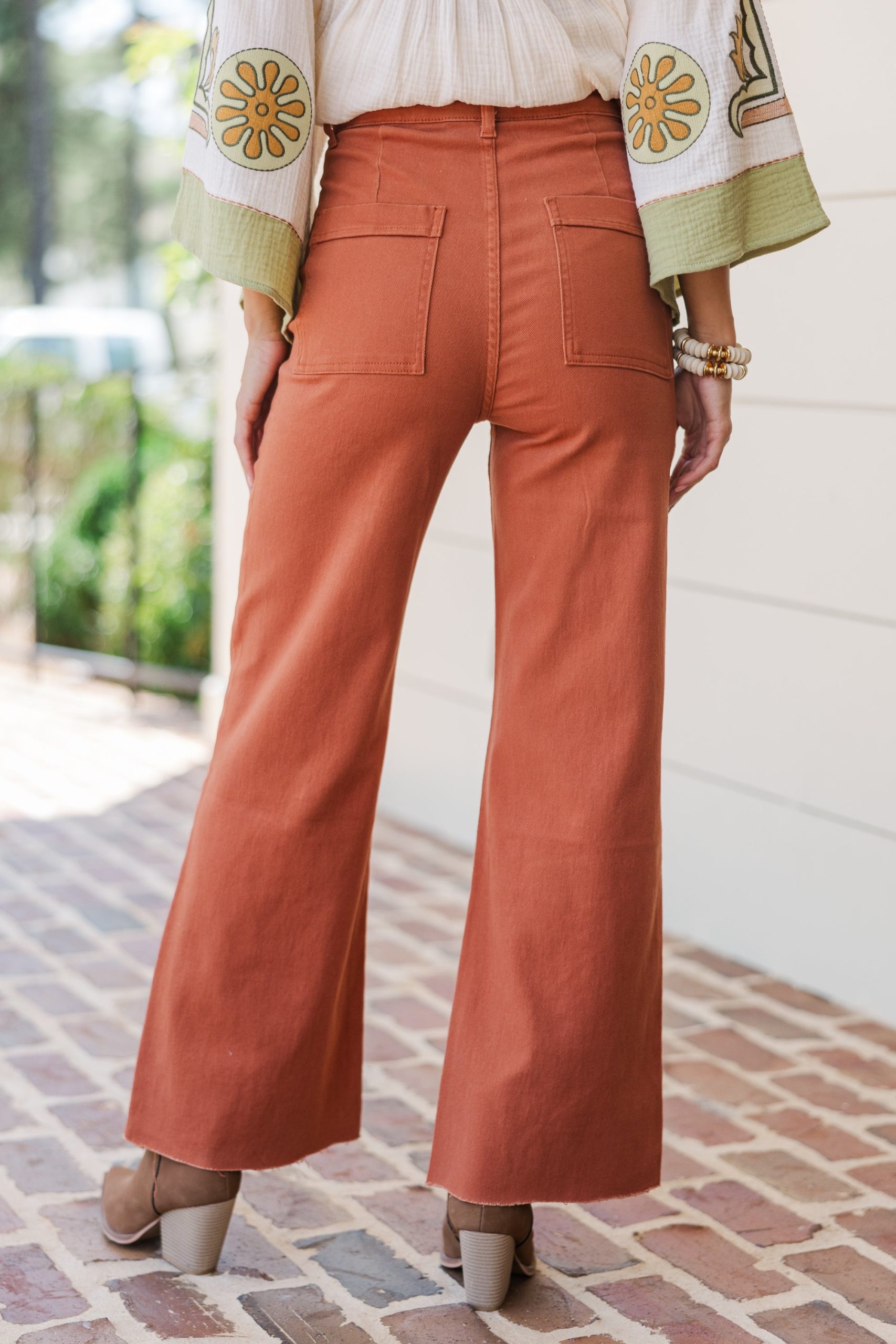 Going Strong Rust Orange Cropped Jeans - Image 2