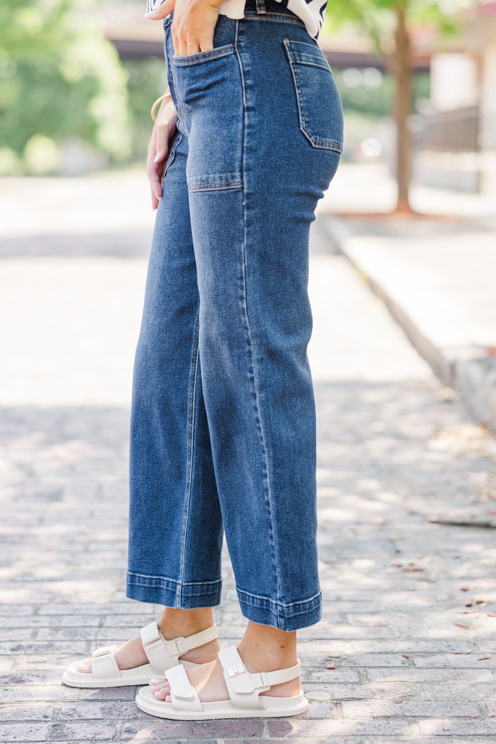 In A Dream Dark Wash Wide Leg Jeans - Image 2