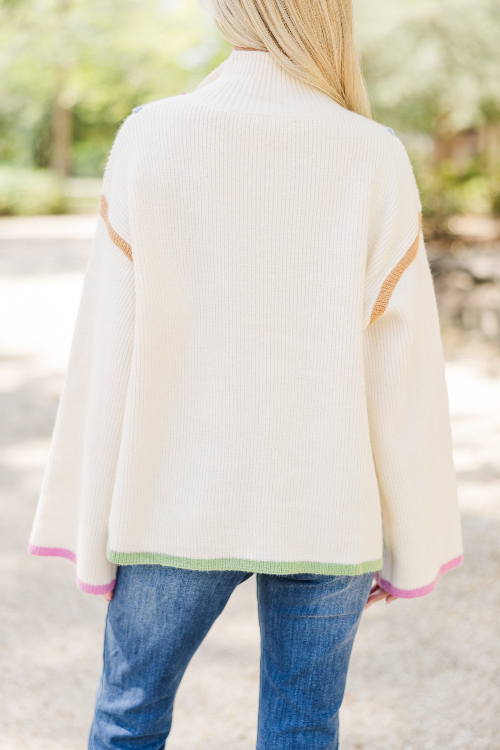 Calling On You Ecru Half Zip Sweater - Image 4